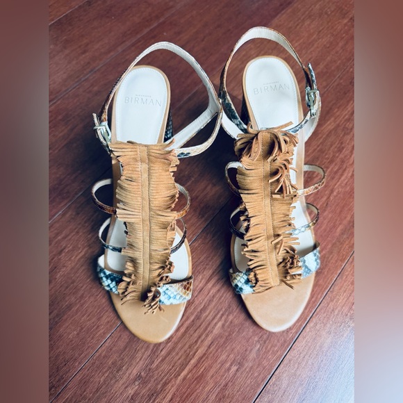 ALEXANDRE BIRMAN
Snakeskin Animal Print ankle T-Strap Sandals with fringes - Picture 8 of 15